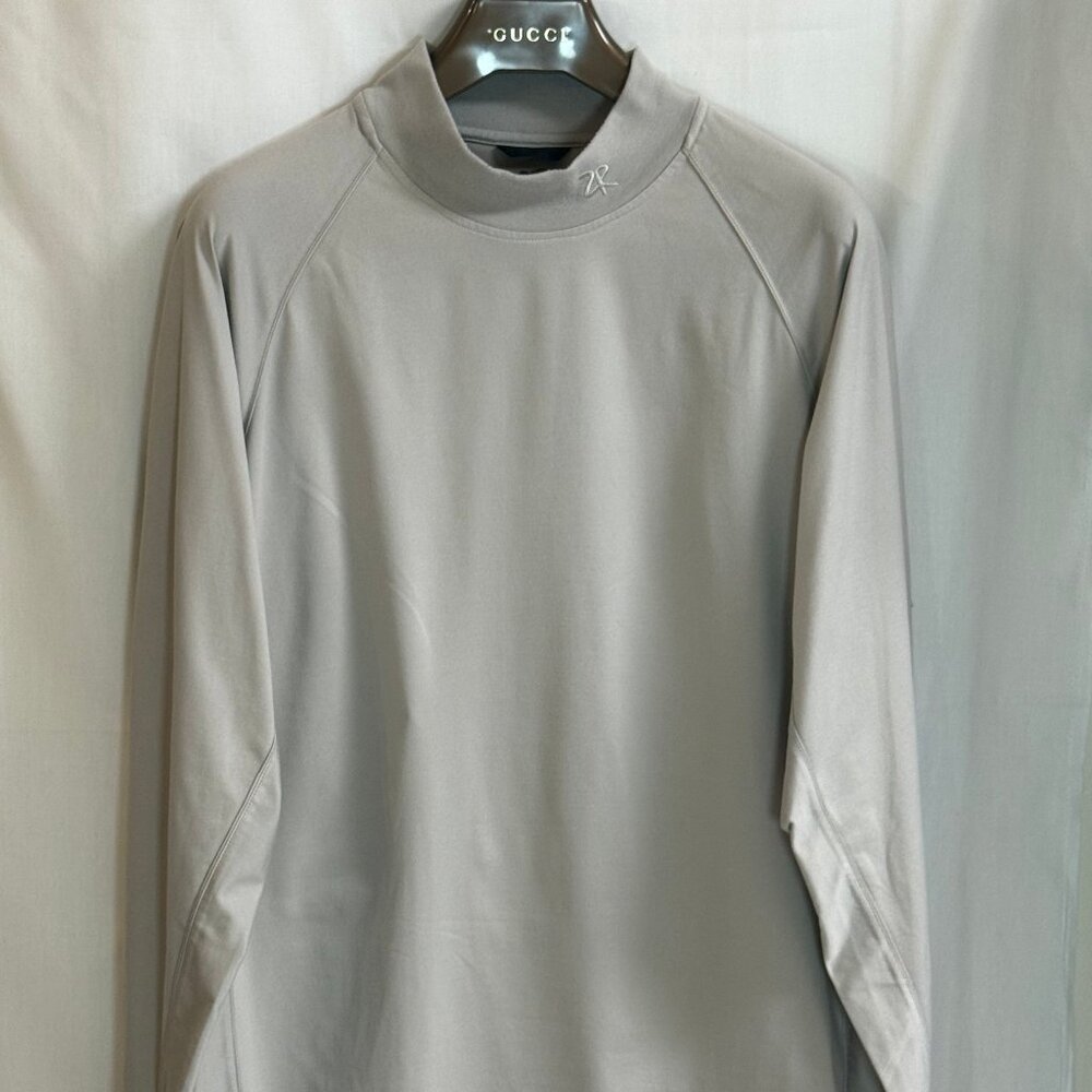 Zero Restriction Men's Mock Neck Raglan Long Sleeves Pullover Shirt - Beige - XL